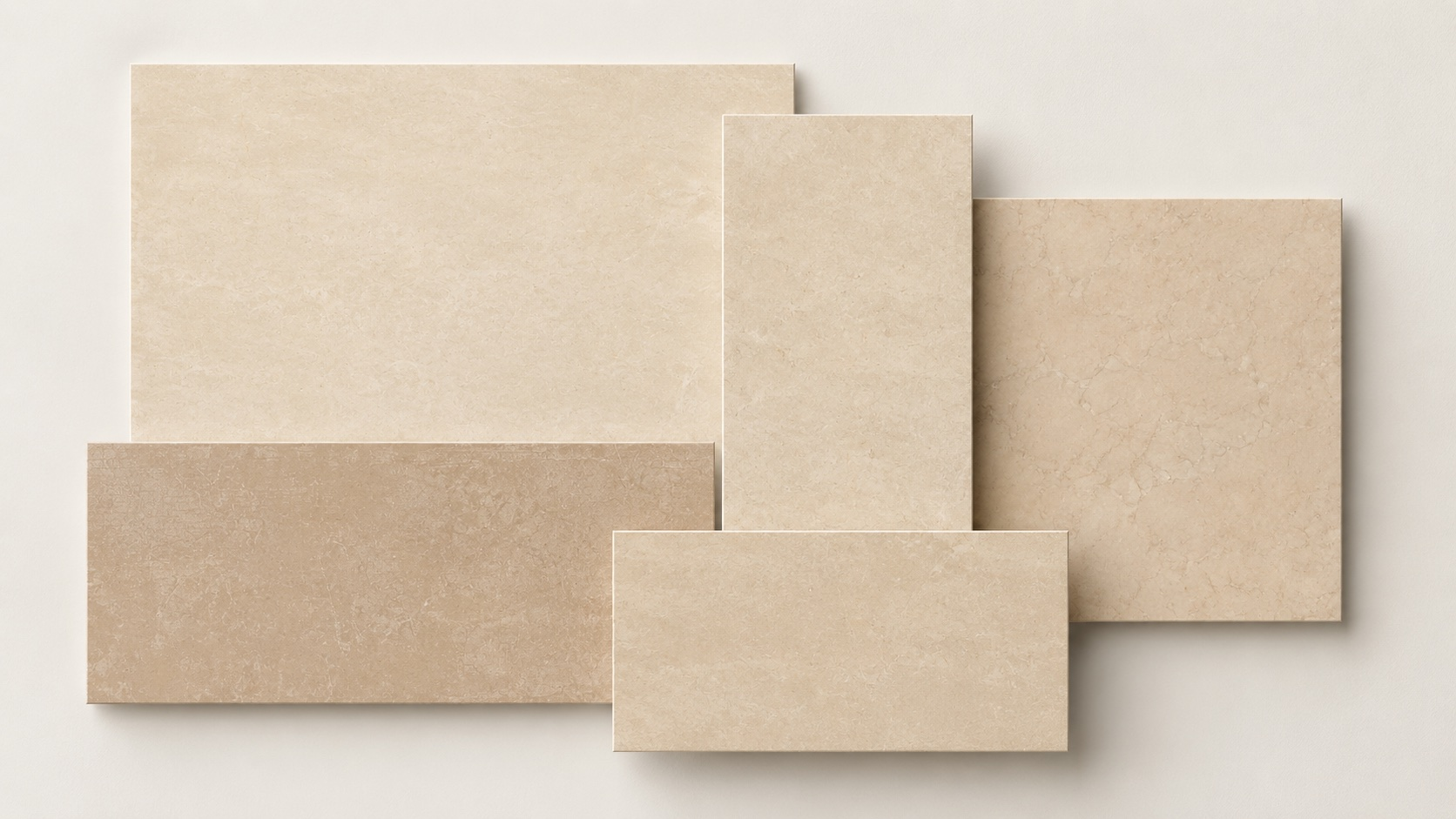 Composición de piezas rectangulares de piedra en tonos neutros